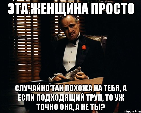 эта женщина просто случайно так похожа на тебя, а если подходящий труп, то уж точно она, а не ты?, Мем Дон Вито Корлеоне