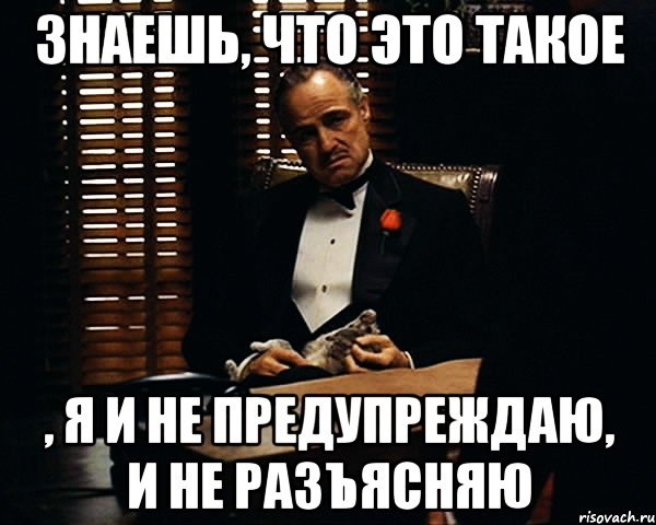 знаешь, что это такое , я и не предупреждаю, и не разъясняю, Мем Дон Вито Корлеоне