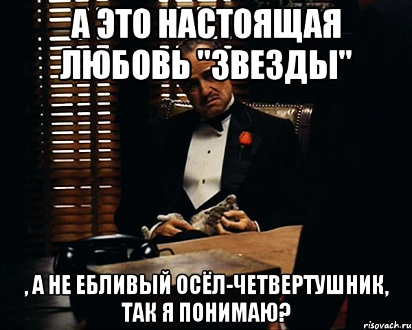 а это настоящая любовь "звезды" , а не ебливый осёл-четвертушник, так я понимаю?, Мем Дон Вито Корлеоне