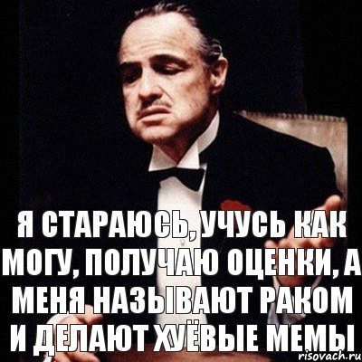 я стараюсь, учусь как могу, получаю оценки, а меня называют раком и делают хуёвые мемы, Комикс Дон Вито Корлеоне 1