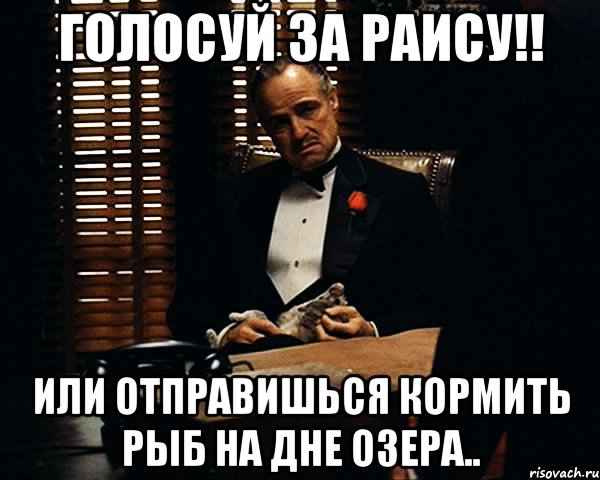 голосуй за Раису!! или отправишься кормить рыб на дне озера.., Мем Дон Вито Корлеоне