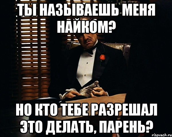 Ты называешь меня Найком? Но кто тебе разрешал это делать, парень?, Мем Дон Вито Корлеоне