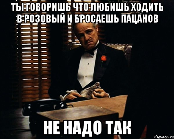 Ты говоришь что любишь ходить в розовый и бросаешь пацанов Не надо так, Мем Дон Вито Корлеоне