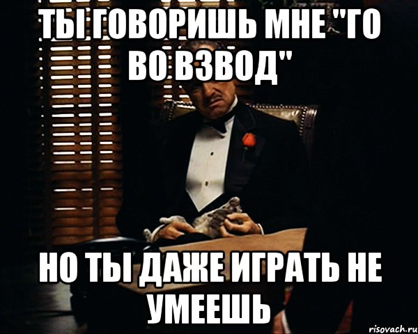 Ты говоришь мне "го во взвод" но ты даже играть не умеешь, Мем Дон Вито Корлеоне