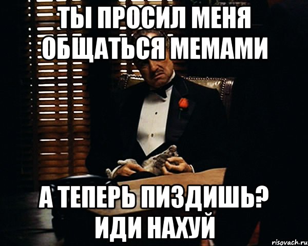 Ты просил меня общаться мемами А теперь пиздишь? Иди нахуй, Мем Дон Вито Корлеоне