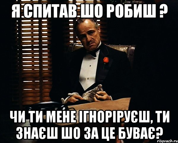 Я спитав шо робиш ? Чи ти мене ігноріруєш, ти знаєш шо за це буває?, Мем Дон Вито Корлеоне