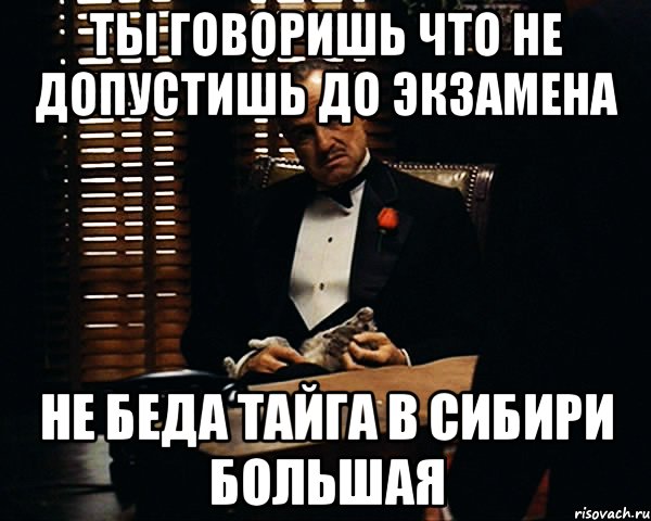 ТЫ говоришь что не допустишь до экзамена не беда тайга в сибири большая