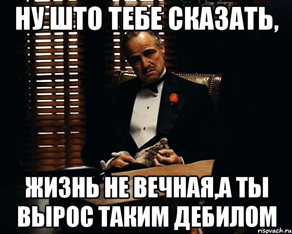 Ну што тебе сказать, жизнь не вечная,а ты вырос таким дебилом, Мем Дон Вито Корлеоне