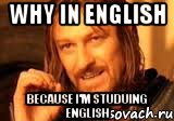 why in english because I'm studuing English, Мем Нельзя просто так взять и (Боромир мем)