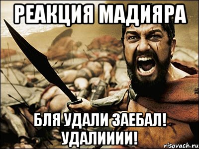 Реакция Мадияра БЛЯ УДАЛИ ЗАЕБАЛ! УДАЛИИИИ!, Мем Это Спарта