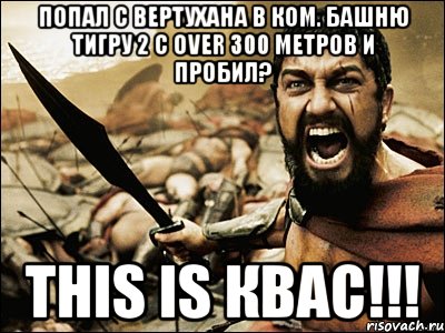 Попал с вертухана в ком. башню Тигру 2 с over 300 метров и пробил? This is КВАС!!!, Мем Это Спарта