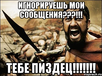 Игнорируешь мои сообщения???!!! ТЕБЕ ПИЗДЕЦ!!!!!!!, Мем Это Спарта