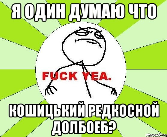 я один думаю что кошицький редкосной долбоеб?, Мем фак е