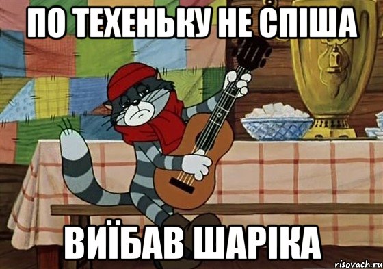 по техеньку не спіша виїбав шаріка, Мем Грустный Матроскин с гитарой