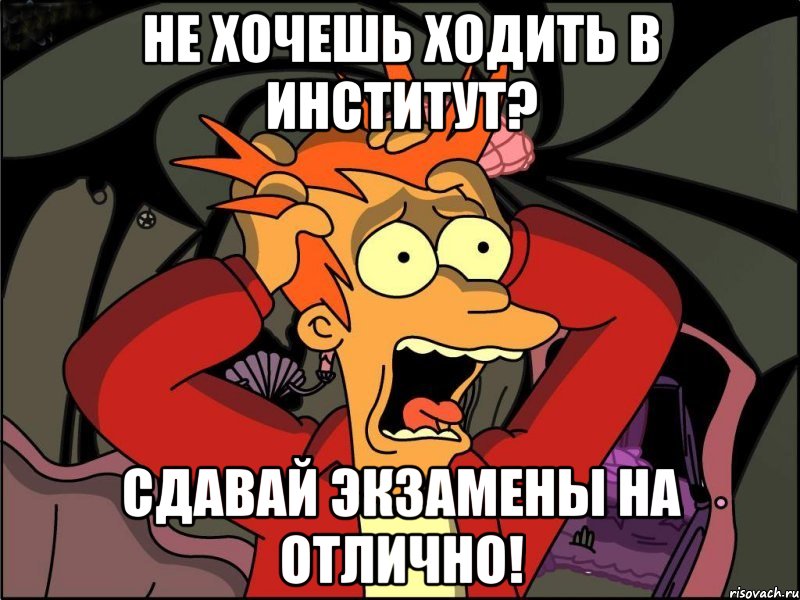 Не хочешь ходить в институт? сдавай экзамены на отлично!, Мем Фрай в панике