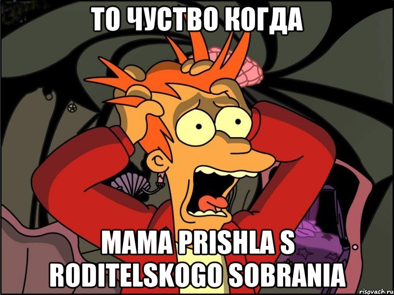 ТО ЧУСТВО КОГДА MAMA PRISHLA S RODITELSKOGO SOBRANIA, Мем Фрай в панике