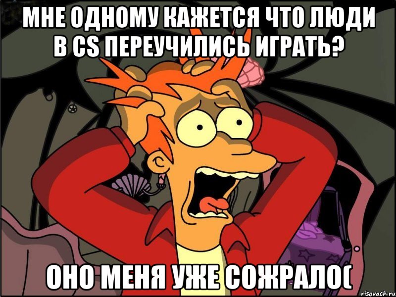 Мне одному кажется что люди в Cs переучились играть? Оно меня уже сожрало(, Мем Фрай в панике