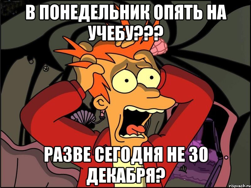 В Понедельник опять на учебу??? разве сегодня не 30 декабря?, Мем Фрай в панике