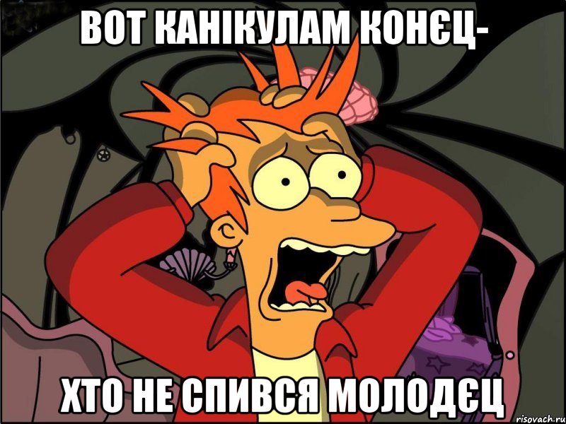 Вот канікулам конєц- Хто не спився МОЛОДЄЦ, Мем Фрай в панике