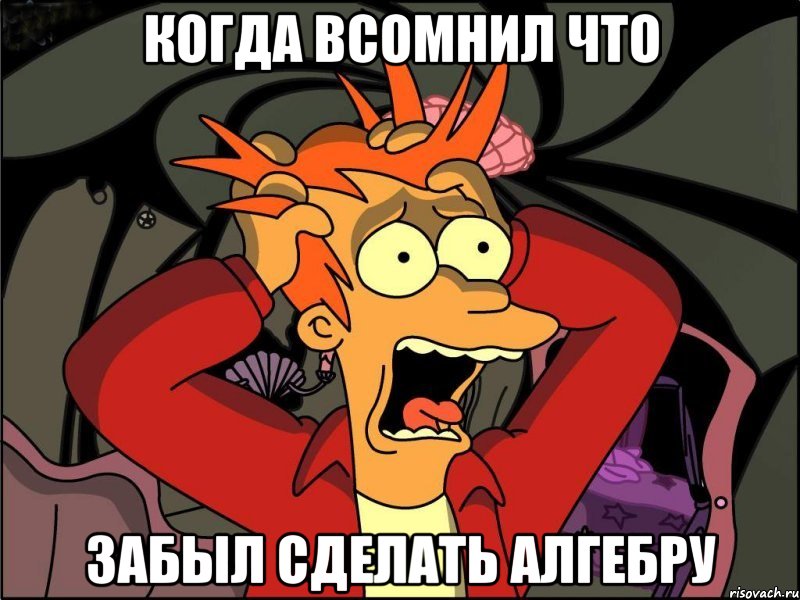 Когда Всомнил что Забыл сделать алгебру, Мем Фрай в панике