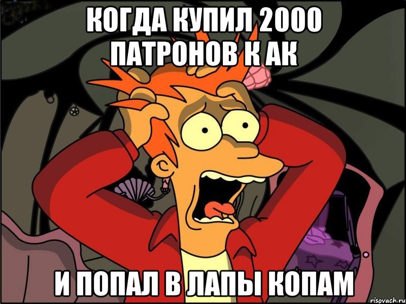 Когда купил 2000 патронов к АК И попал в лапы копам, Мем Фрай в панике