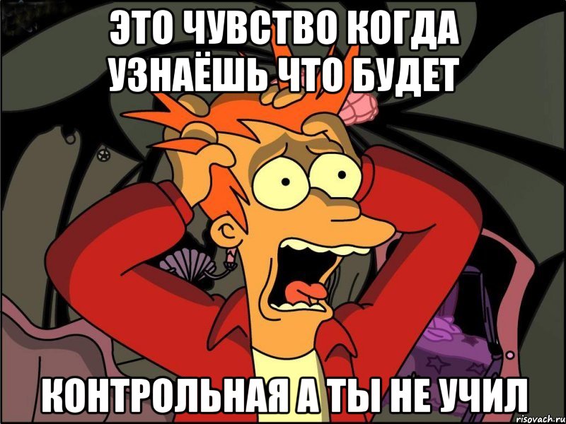 это чувство когда узнаёшь что будет КОНТРОЛЬНАЯ А ТЫ НЕ УЧИЛ, Мем Фрай в панике