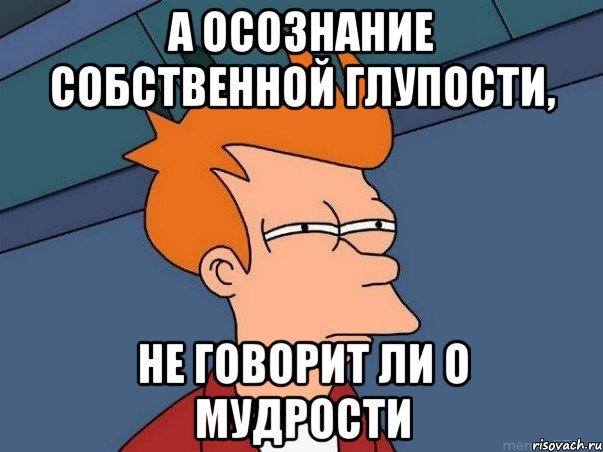 а осознание собственной глупости, не говорит ли о мудрости, Мем  Фрай (мне кажется или)