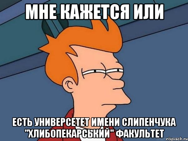 мне кажется или есть универсетет имени Слипенчука "хлибопекарський" факультет, Мем  Фрай (мне кажется или)