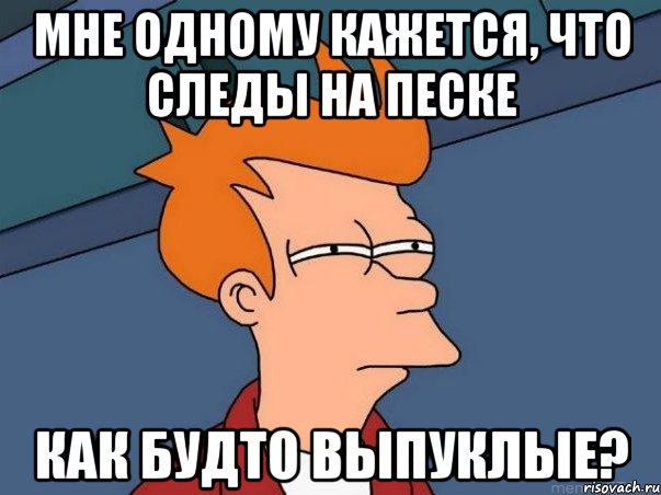 мне одному кажется, что следы на песке как будто выпуклые?, Мем  Фрай (мне кажется или)