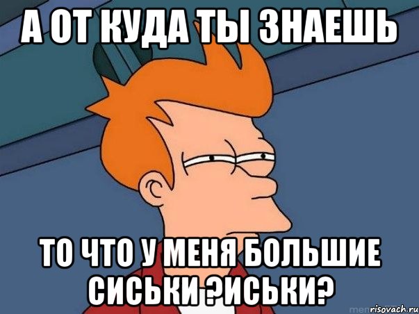 а от куда ты знаешь то что у меня большие сиськи ?иськи?, Мем  Фрай (мне кажется или)