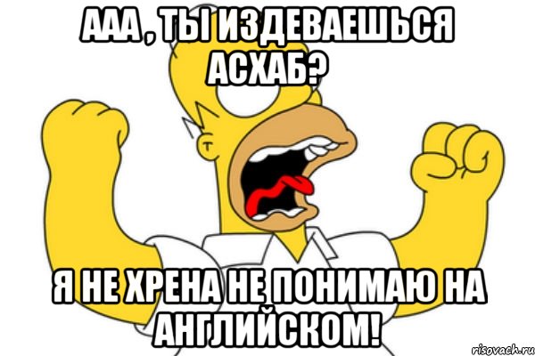 ААА , ты издеваешься Асхаб? Я не хрена не понимаю на английском!, Мем Разъяренный Гомер