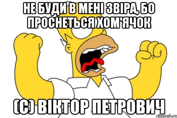 НЕ БУДИ В МЕНІ ЗВІРА, БО ПРОСНЕТЬСЯ ХОМ'ЯЧОК (C) ВІКТОР ПЕТРОВИЧ, Мем Разъяренный Гомер