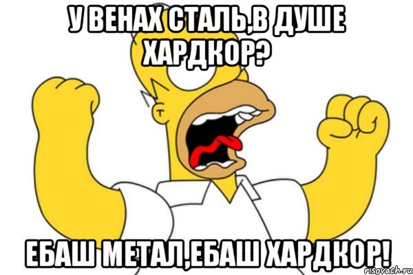 У венах сталь,в душе хардкор? Ебаш метал,Ебаш хардкор!, Мем Разъяренный Гомер