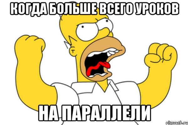 Когда больше всего уроков на параллели, Мем Разъяренный Гомер