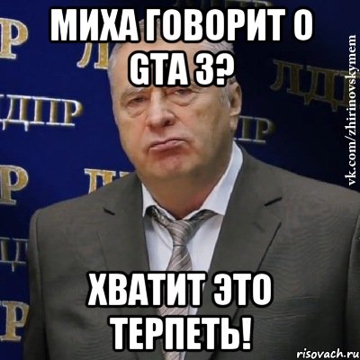 Миха говорит о GTA 3? Хватит это терпеть!, Мем Хватит это терпеть (Жириновский)