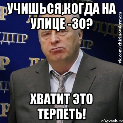 Учишься,когда на улице -30? ХВАТИТ ЭТО ТЕРПЕТЬ!, Мем Хватит это терпеть (Жириновский)