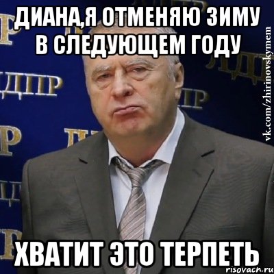 Диана,я отменяю зиму в следующем году Хватит это терпеть, Мем Хватит это терпеть (Жириновский)