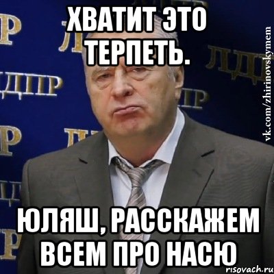 Хватит это терпеть. Юляш, расскажем всем про насю, Мем Хватит это терпеть (Жириновский)