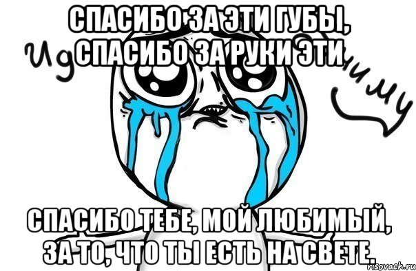 Спасибо за эти губы, Спасибо за руки эти Спасибо тебе, мой любимый, За то, что ты есть на свете., Мем Иди обниму