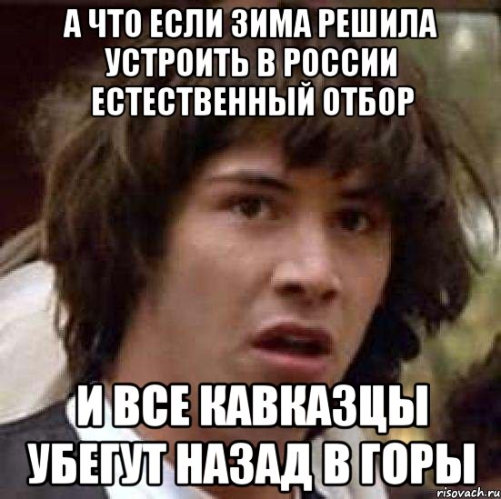 А что если зима решила устроить в России естественный отбор и все кавказцы убегут назад в горы, Мем А что если (Киану Ривз)