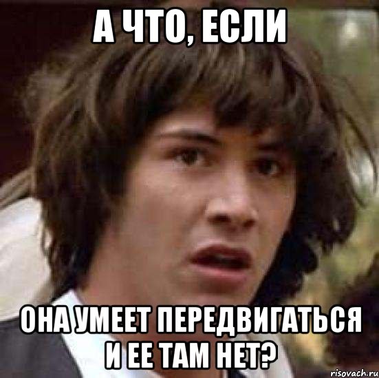 А что, если она умеет передвигаться и ее там нет?, Мем А что если (Киану Ривз)