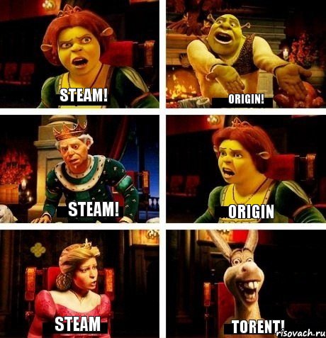 Steam! Origin! Steam! Origin Steam Torent!, Комикс  Шрек Фиона Гарольд Осел