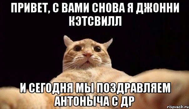 привет, с вами снова я Джонни Кэтсвилл и сегодня мы поздравляем Антоныча с др, Мем   Кэтсвилл