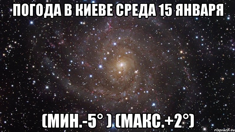 Погода в Киеве Среда 15 января (мин.-5° ) (макс.+2°), Мем  Космос (офигенно)