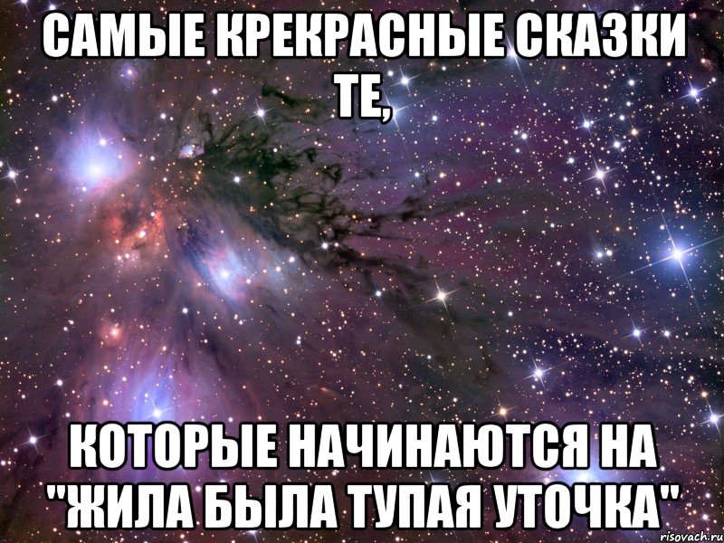 Самые крекрасные сказки те, которые начинаются на "жила была тупая уточка", Мем Космос