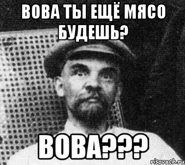 Вова ты ещё мясо будешь? ВОВА???, Мем   Ленин удивлен