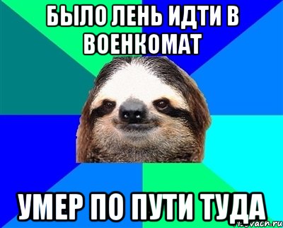 Было лень идти в военкомат умер по пути туда, Мем Ленивец