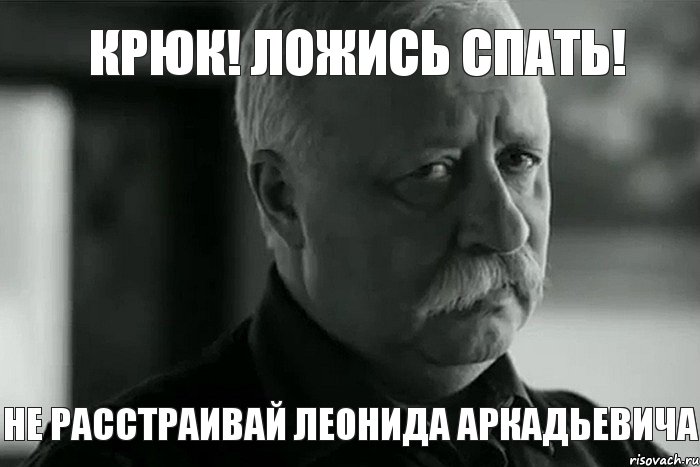 Крюк! Ложись спать! не расстраивай леонида аркадьевича, Мем Не расстраивай Леонида Аркадьевича