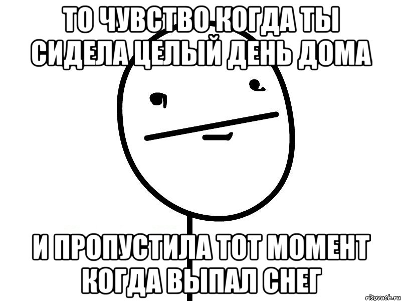 то чувство когда ты сидела целый день дома и пропустила тот момент когда выпал снег, Мем Покерфэйс