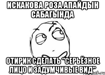 Искакова Роза апайдын сабагында отирик сделать "серьёзное лицо и задумчивые вид", Мем Мне кажется или